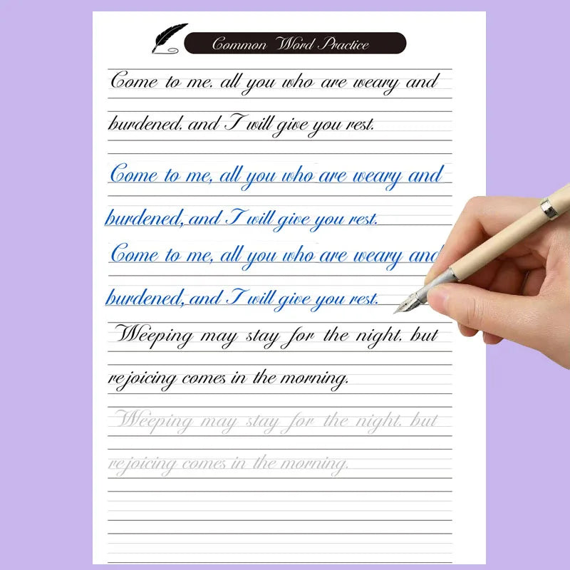 32-Page English Cursive Handwriting Practice Handbook | Elegant Calligraphy Guide for Improving Writing Skills
