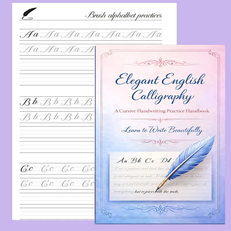 32-Page English Cursive Handwriting Practice Handbook | Elegant Calligraphy Guide for Improving Writing Skills